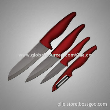 Ceramic Knife Set with Metallic Painted Handle